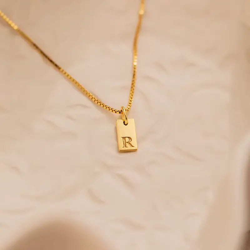 18K Gold Custom Initial Tag Necklace