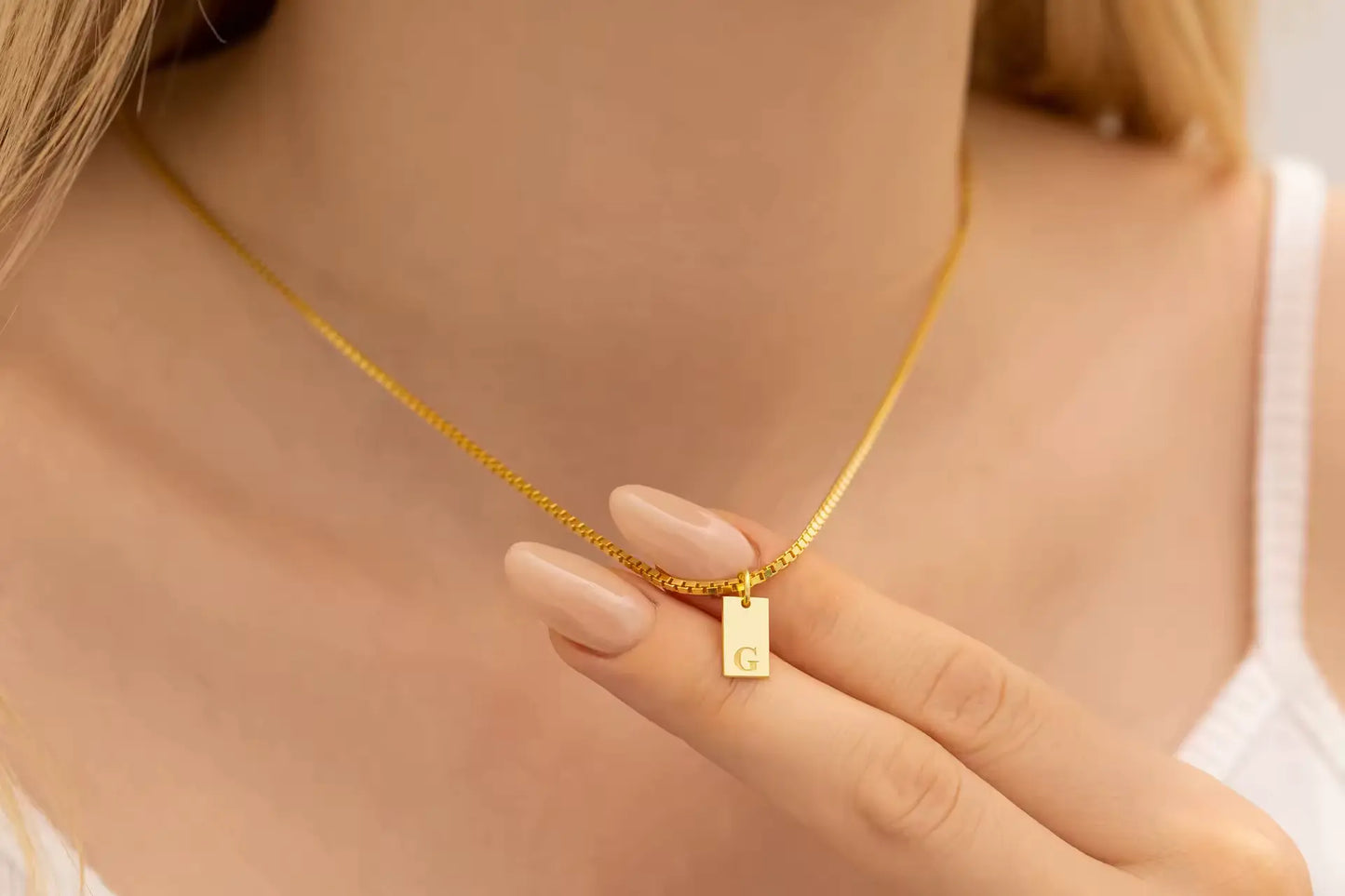 18K Gold Custom Initial Tag Necklace