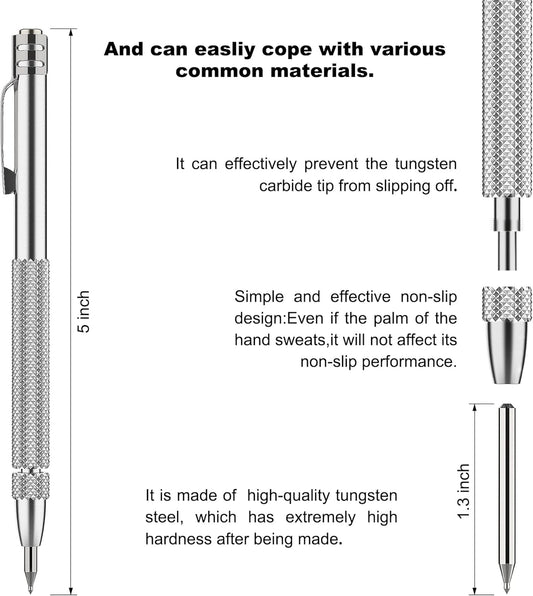 2 Pack Tungsten Carbide Scriber Tool Set with Magnet - Professional Metal Engraving Pen, Extra 10 Carbide Replacement Tips - Ultimate Scribing Tools for Glass/Ceramics/Sheet Metal Marking