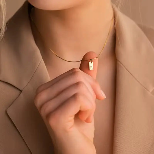 18K Gold Custom Initial Tag Necklace